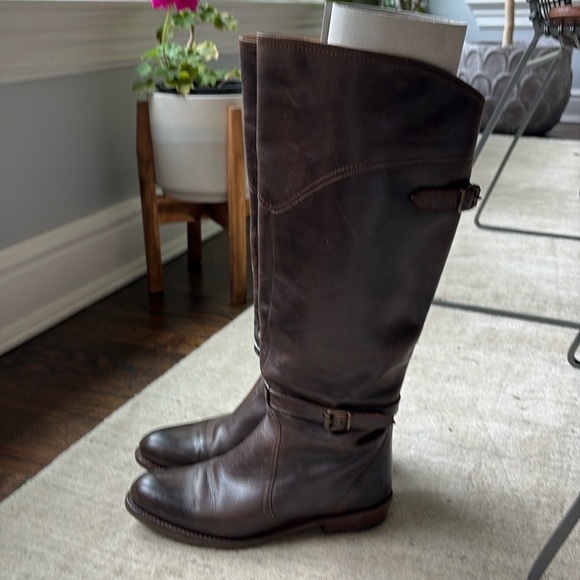 Frye Dorado Tall Brown Buckle Riding Boots - Picture 4 of 16